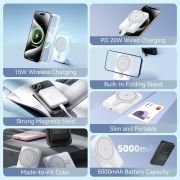 Powerbank 5000mAh Vention FHSP0/ 20W/ Wireless/ Rosa