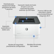 Impresora Láser Monocromo HP Laserjet Pro 3002DW/ WiFi/ Dúplex/ Blanca