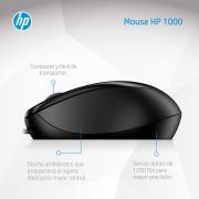 HP 1000 – Ratón con Cable (1200 PPP, 2 Botones y Rueda de Desplazamiento, 1,5 m de Cable, ConexiónUSB, Windows), Color Negro