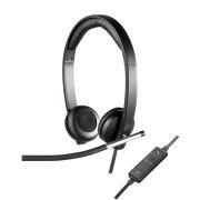 Logitech H650e Auriculares con Cable, Estéreo con Micrófono con Supresión de Ruido, USB, Controles Integrados, Indicador Led, PC/Mac/Portátil, Negro