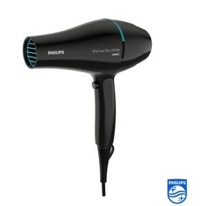 Philips Secador de Pelo, motor AC, cuidado iónico, boquilla 9 mm y 6 velocidades, temperatura ThermoProtect, 2100 W, BHD272/00, negro y turquesa