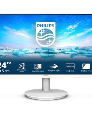 Philips 241V8AW – Monitor Full HD de 24 Pulgadas, Altavoces Integrados, (1920×1080, 75 Hz, VGA, HDMI), Blanco