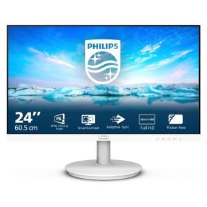 Philips 241V8AW – Monitor Full HD de 24 Pulgadas, Altavoces Integrados, (1920×1080, 75 Hz, VGA, HDMI), Blanco