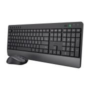 Trust Trezo Teclado y Raton Inalámbrico QWERTY Español, Diseño Sostenible, Teclado Silencioso y Ergonómico, Reposamuñecas, 48 Meses de Batería, 2.4 GHz, Mac, PC, Ordenador Portátil