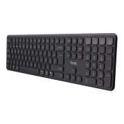 Trust Vaiya Teclado Inalámbrico Bluetooth + 2.4 GHz QWERTY Español, Teclado Bluetooth Multidispositivo Recargable con Numpad, Windows iOS iPadOS macOS Android, Negro
