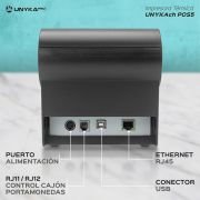 Unykach Impresora Térmica de Tickets POS5 UK56009 con Botones Superiores, Conexiones USB, RJ12, RJ11 y LAN, Compatible con Windows, JPOS, OPOS, Linux, Android y Mac