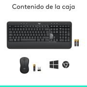 Teclado y Ratón Inalámbrico Logitech MK540 Advanced QWERTY Español – Negro