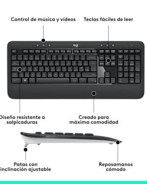 Teclado y Ratón Inalámbrico Logitech MK540 Advanced QWERTY Español – Negro