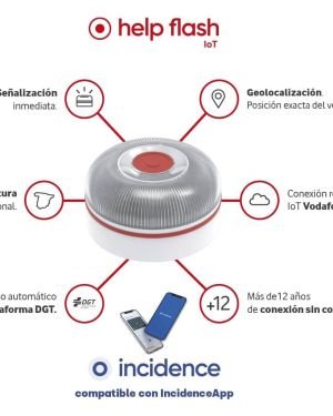 Luz baliza de emergencia para coche Help Flash V16 Connected IoT/ Homologada/ Base Imantada/ Geolocalizable/ Funciona a Pilas