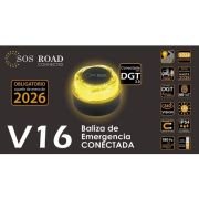 Luz baliza de emergencia para coche SOS Road Connected EL2024 V16/ Homologada DGT/ Base Imantada/ Geolocalizable/ Funciona a Pilas