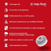 Luz baliza de emergencia para coche Help Flash V16 Connected IoT/ Homologada/ Base Imantada/ Geolocalizable/ Funciona a Pilas