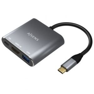 Conversor Aisens A109-0669 / USB Tipo-C Macho / HDMI Hembra - USB Hembra - USB Tipo-C Hembra / 15cm / Gris