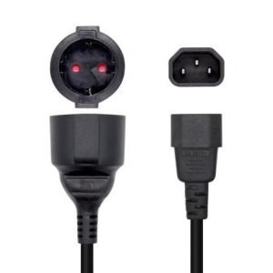 Adaptador Alimentación Aisens A132-0467 / C14 Macho - CEE7 Hembra / 25cm / Negro