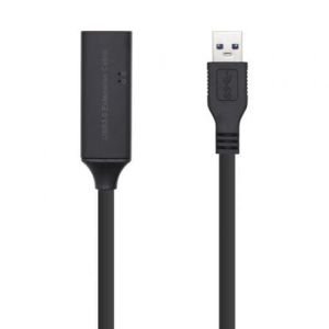 Cable Alargador USB 3.0 con Amplificador Aisens A105-0407 / USB Macho - USB Hembra / Hasta 9W / 625Mbps / 5m / Negro