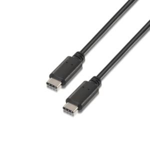 Cable USB 2.0 Tipo-C Aisens A107-0057 / USB Tipo-C Macho - USB Tipo-C Macho / 480Mbps / 2m / Negro