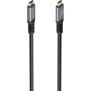 Cable USB 3.2 Tipo-C Aisens A107-0988 / USB Tipo-C Macho - USB Tipo-C Macho / Hasta 100W / 20Gbps / 3m / Negro