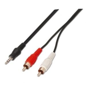 Cable Estéreo Aisens A128-0147 / Jack 3.5 Macho - 2x RCA Macho / Hasta 0.1W / 1.5m / Negro