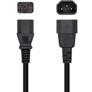 Cable Alimentación Aisens A132-0466 / C13 Hembra - C14 Macho / Hasta 1500W / 3m / Negro