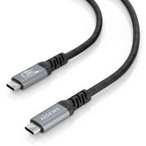 Cable USB 4.0 Tipo-C Aisens A156-0996 / USB Tipo-C Macho - USB Tipo-C Macho / Hasta 240W / 40Gbps / 2m / Negro