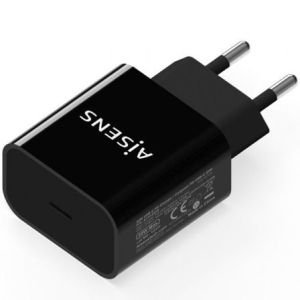 Cargador de Pared Aisens A110-0538 / 1xUSB Tipo-C PD3.0 / 20W / Negro