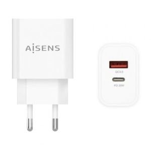 Cargador de Pared Aisens A110-0681 / 1xUSB Tipo-C / 1xUSB / 20W
