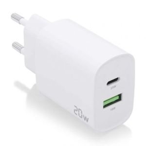 Cargador de Pared Aisens A110-0754 / 1xUSB Tipo-C / 1xUSB / 20W
