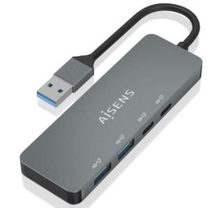 Hub USB 3.2 Aisens A106-0696 / 2xUSB / 2xUSB Tipo-C / Gris