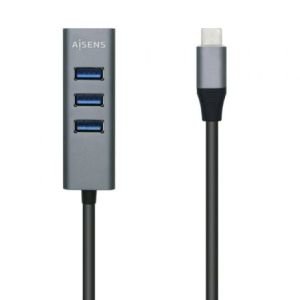 Hub USB Tipo-C Aisens A109-0508 / 4xUSB / Gris
