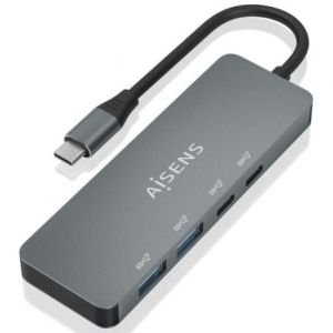 Hub USB Tipo-C Aisens A109-0694 / 2xUSB / 2xUSB Tipo-C / Gris