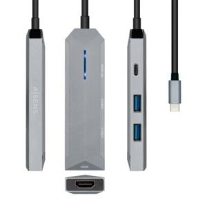 Docking USB Tipo-C Aisens ASUC-4P002-GR / 1xHDMI 4K / 2xUSB / 1xUSB Tipo-C PD / Gris