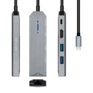 Docking USB Tipo-C Aisens ASUC-5P003-GR / 1xHDMI 4K / 2xUSB / 1xRJ45 / 1xUSB Tipo-C PD / Gris