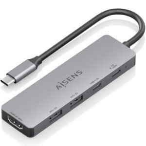 Docking USB Tipo-C Aisens ASUC-5P028-GR / 1xHDMI 4K / 2xUSB / 2xUSB Tipo-C / 1xUSB Tipo-C PD / Gris