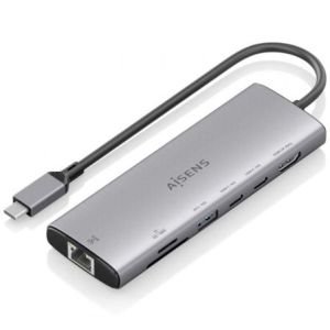 Docking USB Tipo-C Aisens ASUC-7P032-GR / 1xHDMI 4K / 1xUSB / 2xUSB Tipo-C / 1xRJ45 / 1xLector Tarjetas / Gris