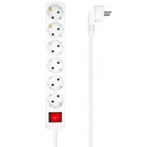 Regleta con Interruptor Aisens A154-0535 / 6 Tomas de Corriente / Cable 1.4m / Blanco