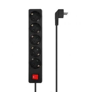 Regleta con Interruptor Aisens A154-0652 / 5 Tomas de Corriente / Cable 1.4m / Negro