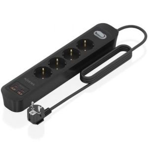 Regleta con Interruptor Aisens ASPS-2A2C13-BK / 4 Tomas de Corriente / 2 USB - 2 USB Tipo-C / Cable 1.4m / Negro