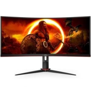 Monitor Gaming Ultrapanorámico Curvo AOC CU34G2XP / BK 34" / WQHD / 1ms / 180Hz / VA / Negro