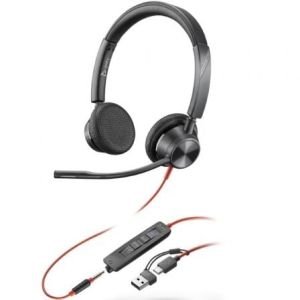 Auriculares Poly Blackwire 3225 para Microsoft Teams + 3.5 mm + Adaptador USB-C / A / con Micrófono / Jack 3.5 - USB Tipo-C / Negros