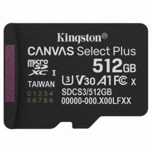 Tarjeta de Memoria Kingston CANVAS Select Plus 512GB microSD XC / Clase 10 / 150MBs