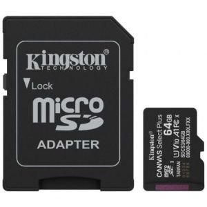 Tarjeta de Memoria Kingston CANVAS Select Plus 64GB microSD XC con Adaptador / Clase 10 / 100MBs