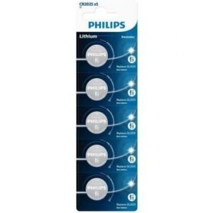 Pack de 5 Pilas de Botón Philips CR2025P5 / 01B Lithium / 3V
