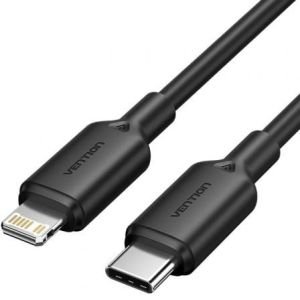 Cable USB 2.0 Tipo-C Lightning Vention LAKBH / USB Tipo-C Macho - Lightning Macho / Hasta 27W / 480Mbps / 2m / Negro